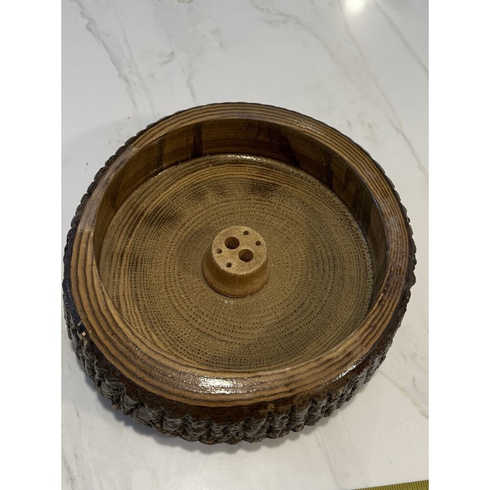 Vintage Wood Rustic Natural Bark Nut Bowl Mid Century 60s Turned Bowl 8.5”
